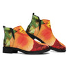 Orange Alstroemeria Print Flat Ankle Boots