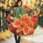 Orange Alstroemeria Print Foldable Umbrella
