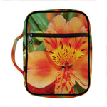 Orange Alstroemeria Print Front Pocket Bible Bag