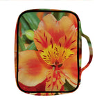 Orange Alstroemeria Print Front Pocket Bible Bag