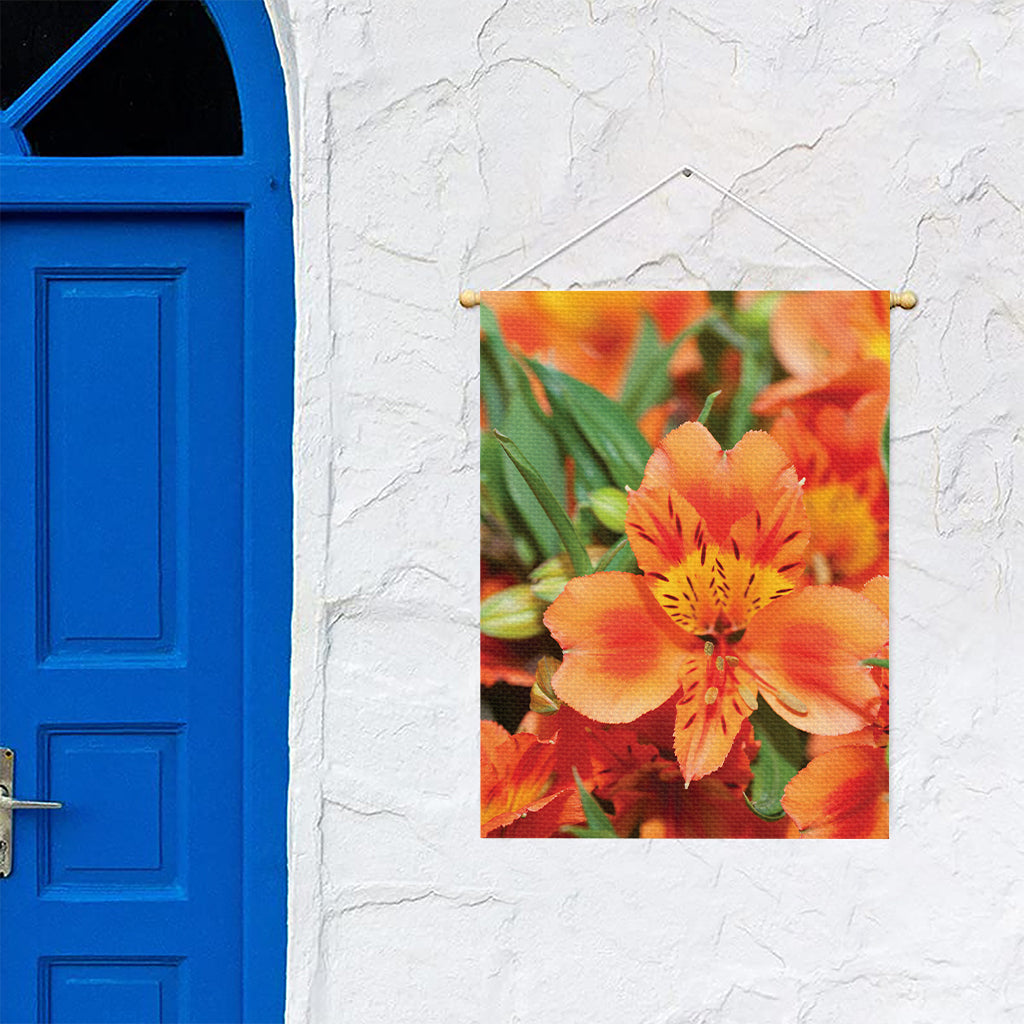 Orange Alstroemeria Print Garden Flag