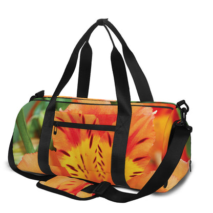 Orange Alstroemeria Print Gym Bag