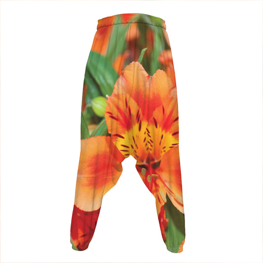 Orange Alstroemeria Print Hammer Pants