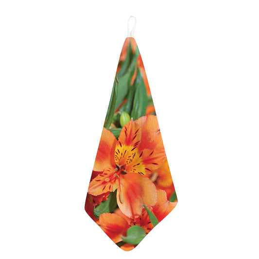 Orange Alstroemeria Print Hand Towel