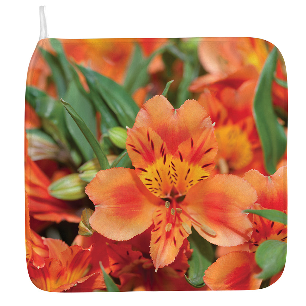 Orange Alstroemeria Print Hand Towel