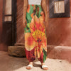 Orange Alstroemeria Print Harem Pants