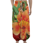 Orange Alstroemeria Print Lantern Pants