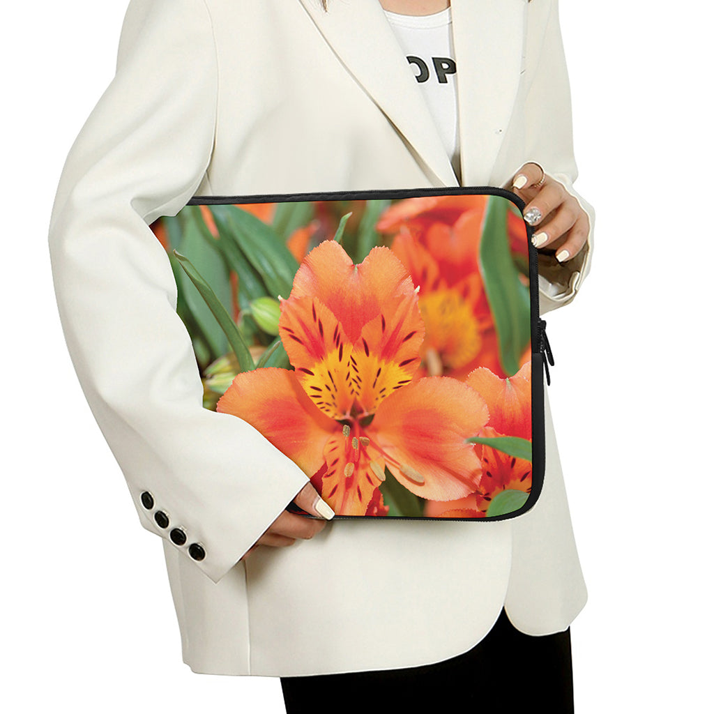Orange Alstroemeria Print Laptop Sleeve