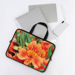 Orange Alstroemeria Print Laptop Sleeve With Handle