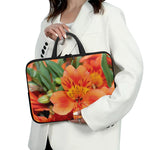 Orange Alstroemeria Print Laptop Sleeve With Handle