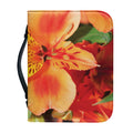 Orange Alstroemeria Print Leather Bible Cover