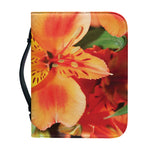 Orange Alstroemeria Print Leather Bible Cover