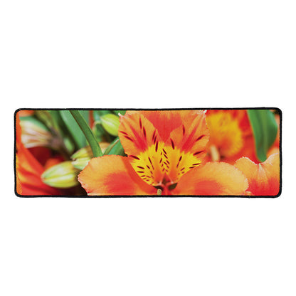 Orange Alstroemeria Print Long Kitchen Mat