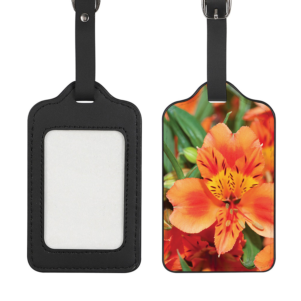 Orange Alstroemeria Print Luggage Tag