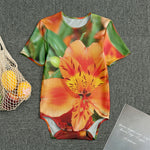 Orange Alstroemeria Print Men's Bodysuit