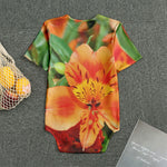 Orange Alstroemeria Print Men's Bodysuit