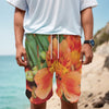 Orange Alstroemeria Print Men's Cargo Shorts