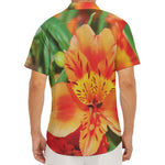 Orange Alstroemeria Print Men's Deep V-Neck Shirt