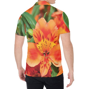 Orange Alstroemeria Print Men's Shirt