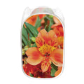 Orange Alstroemeria Print Mesh Laundry Hamper