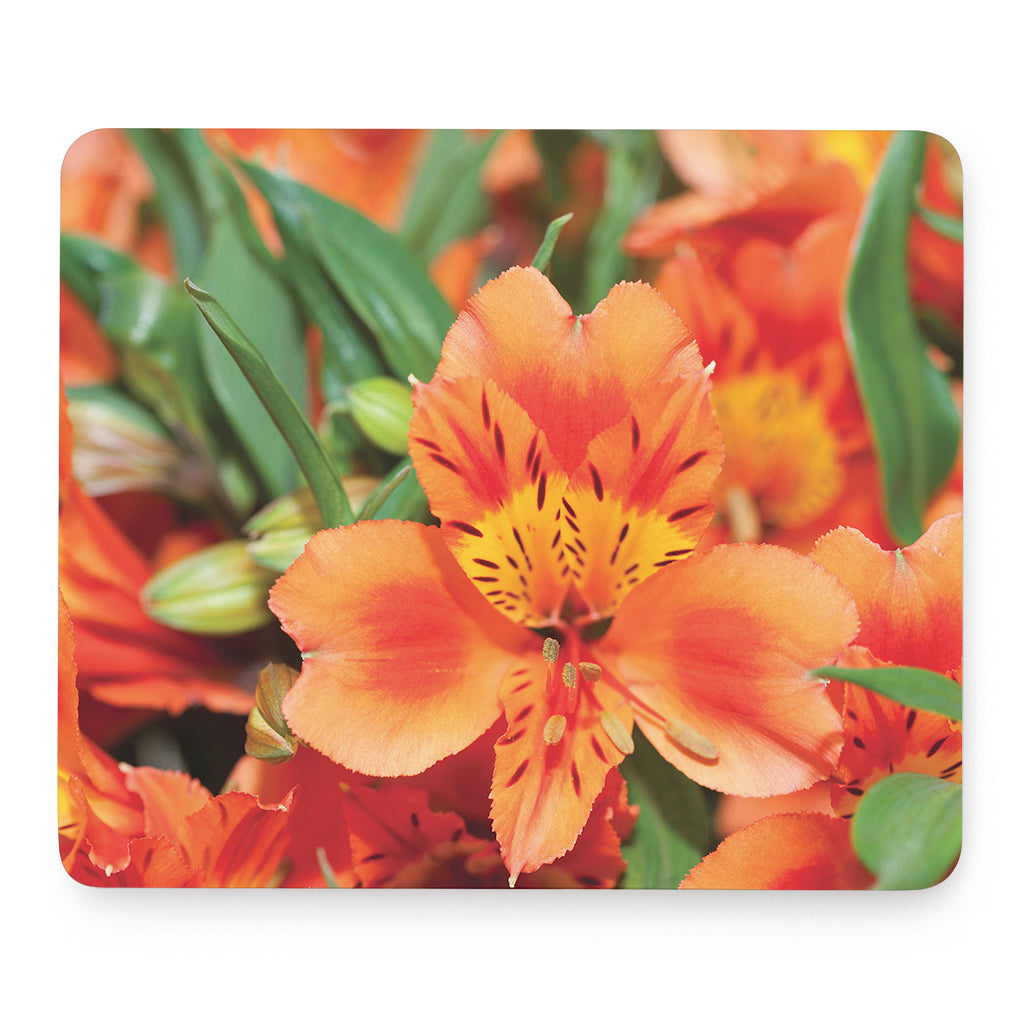 Orange Alstroemeria Print Mouse Pad