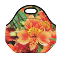 Orange Alstroemeria Print Neoprene Lunch Bag