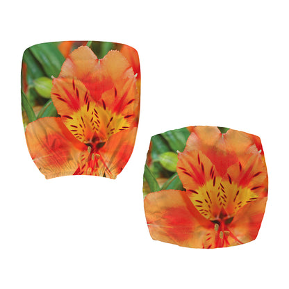 Orange Alstroemeria Print Office Chair Cover