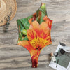 Orange Alstroemeria Print One Shoulder Bodysuit