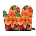 Orange Alstroemeria Print Oven Mitts