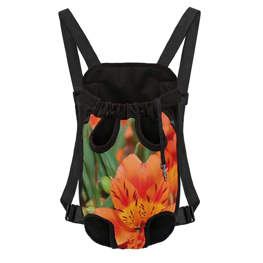 Orange Alstroemeria Print Pet Carrier Backpack