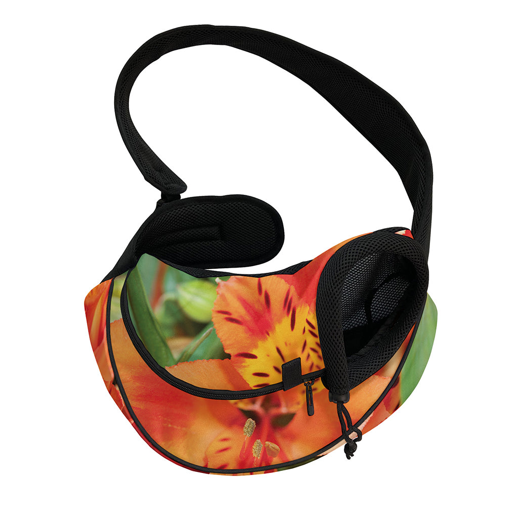 Orange Alstroemeria Print Pet Sling Carrier