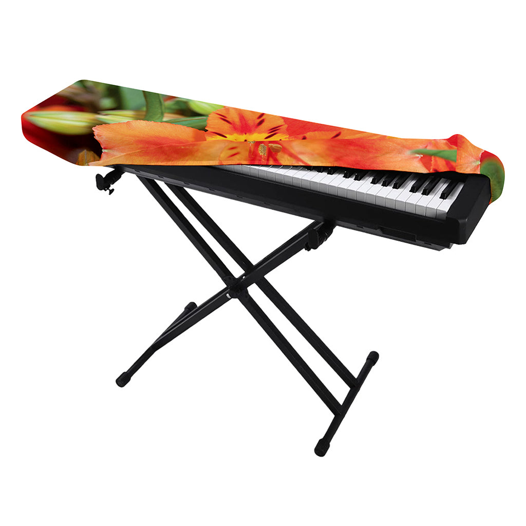 Orange Alstroemeria Print Piano Keyboard Cover