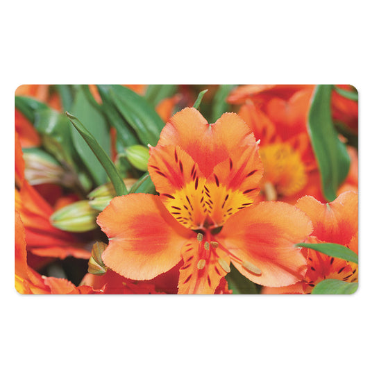 Orange Alstroemeria Print Polyester Doormat