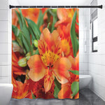 Orange Alstroemeria Print Premium Shower Curtain