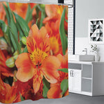 Orange Alstroemeria Print Premium Shower Curtain