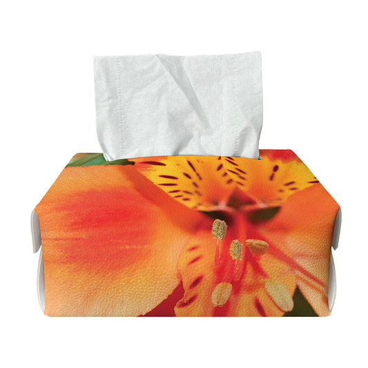 Orange Alstroemeria Print Rectangle Tissue Box Cover