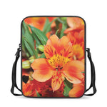 Orange Alstroemeria Print Rectangular Crossbody Bag