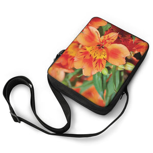 Orange Alstroemeria Print Rectangular Crossbody Bag