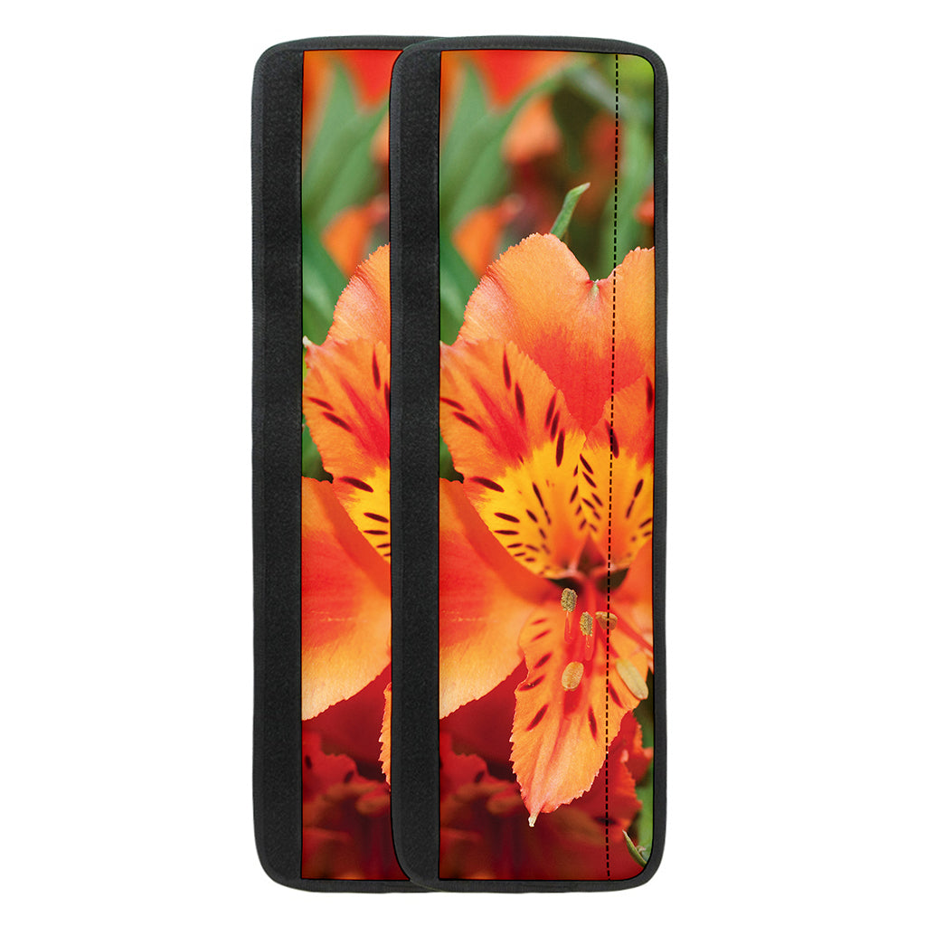 Orange Alstroemeria Print Refrigerator Handle Covers