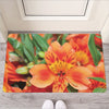 Orange Alstroemeria Print Rubber Doormat