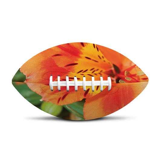 Orange Alstroemeria Print Rugby Ball
