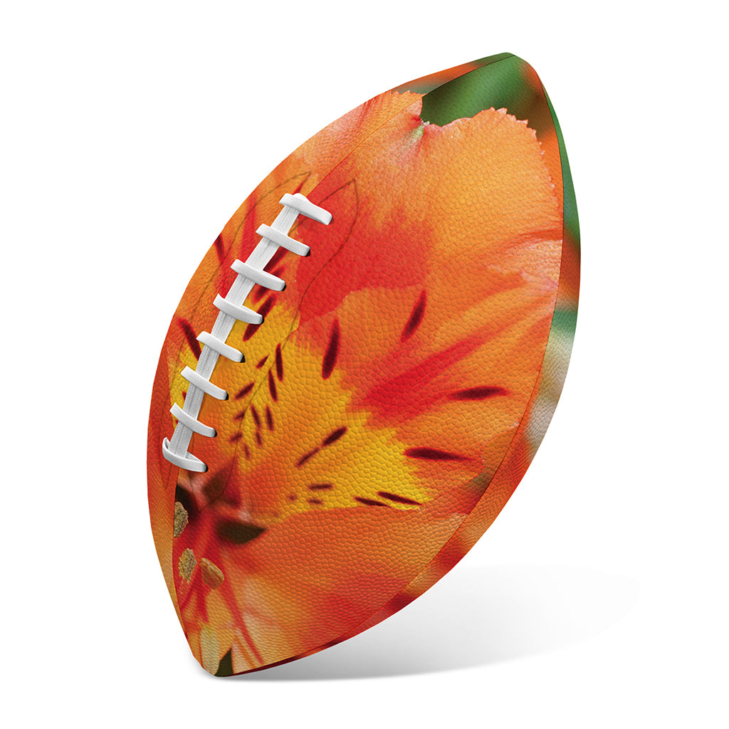 Orange Alstroemeria Print Rugby Ball