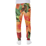 Orange Alstroemeria Print Scuba Joggers