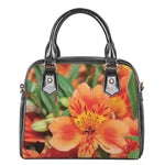 Orange Alstroemeria Print Shoulder Handbag