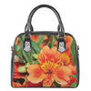 Orange Alstroemeria Print Shoulder Handbag