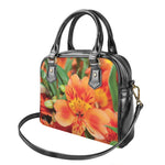 Orange Alstroemeria Print Shoulder Handbag