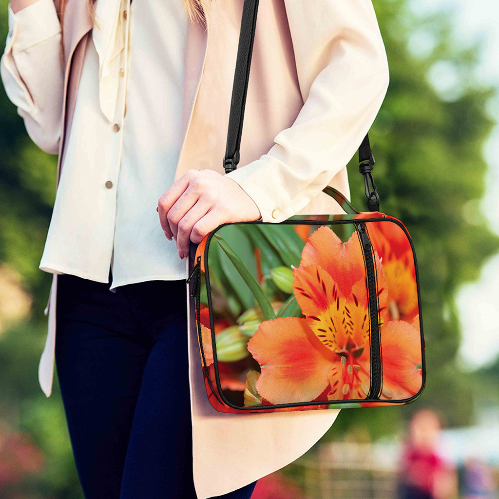 Orange Alstroemeria Print Shoulder Strap Bible Bag