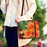Orange Alstroemeria Print Shoulder Strap Bible Bag