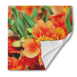 Orange Alstroemeria Print Silk Bandana