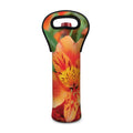 Orange Alstroemeria Print Single Neoprene Wine Tote